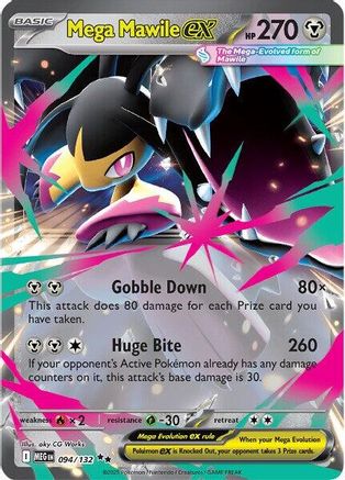 Image of Mega Mawile ex 094/132  - Holofoil ME01 Mega Evolution - Double Rare