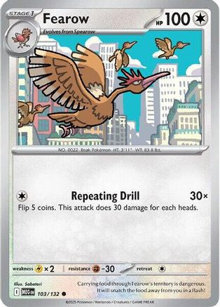 Image of Fearow 103  - Reverse Holofoil ME01 Mega Evolution - Common