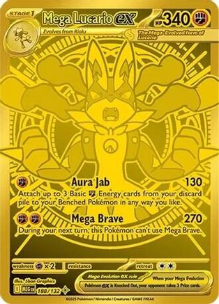 Image of Mega Lucario ex 188/132  - Holofoil ME01 Mega Evolution - Holo Rare