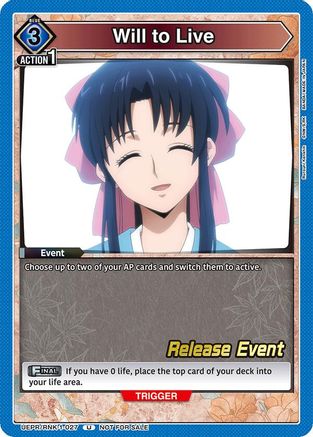 Image of Will to Live (UEPR/RNK-1-027) - UE11BT Rurouni Kenshin Release Event Cards
