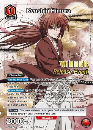 Image of Kenshin Himura (Release Event Winner) (UEPR/RNK-1-086) - UE11BT Rurouni Kenshin Release Event Cards Foil
