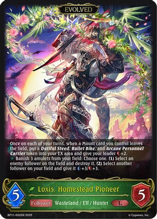 Image of Loxis, Homestead Pioneer (Evolved) (BP11-002EN) - BP11 Bullet of Fate