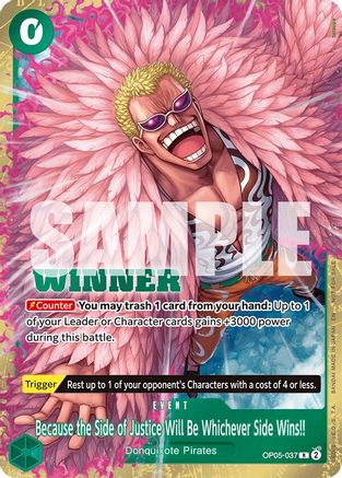 Image of Because the Side of Justice Will Be Whichever Side Wins!! (Winner Pack 2025 Vol. 4) (OP05-037) - One Piece Promotion Cards Foil