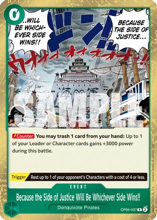 Image of Because the Side of Justice Will Be Whichever Side Wins!! (Reprint) (OP05-037) - Premium Booster -The Best- Vol. 2 Foil