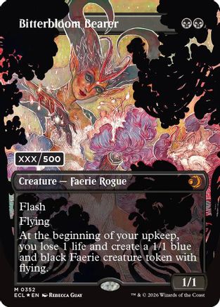 Image of Bitterbloom Bearer (Borderless) (Serial Numbered) (ECL-352) - Lorwyn Eclipsed Foil