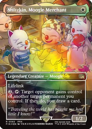 Image of Stiltzkin, Moogle Merchant (Borderless) (Chocobo Track Foil) (FIN-565) - FINAL FANTASY Foil