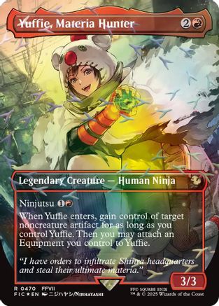 Image of Yuffie, Materia Hunter (Borderless) (Chocobo Track Foil) (FIC-470) - Commander: FINAL FANTASY Foil