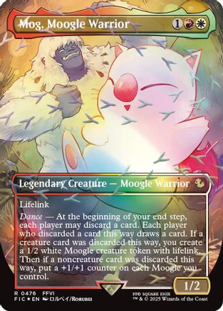 Image of Mog, Moogle Warrior (Borderless) (Chocobo Track Foil) (FIC-476) - Commander: FINAL FANTASY Foil