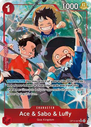 Image of Ace & Sabo & Luffy (Alternate Art) (OP13-007) - Carrying On His Will Foil