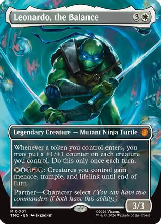 Image of Leonardo, the Balance (0001) (Borderless) (TMC-001) - Commander: Teenage Mutant Ninja Turtles Foil