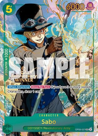 Image of Sabo - OP09-027 (3rd Anniversary Winner) (OP09-027) - One Piece Promotion Cards Foil