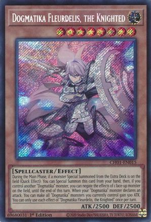 Image of Dogmatika Fleurdelis, the Knighted (Secret Rare) (CH01-EN015) - THE CHRONICLES DECK: The Fallen & The Virtuous (All-Foil Edition) 1st Edition