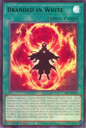 Image of Branded in White (CH01-EN021) - THE CHRONICLES DECK: The Fallen & The Virtuous (All-Foil Edition) 1st Edition