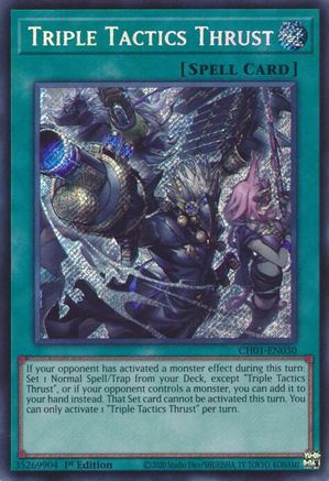 Image of Triple Tactics Thrust (Secret Rare) (CH01-EN030) - THE CHRONICLES DECK: The Fallen & The Virtuous (All-Foil Edition) 1st Edition