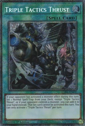 Image of Triple Tactics Thrust (Starlight Rare) (CH01-EN030) - THE CHRONICLES DECK: The Fallen & The Virtuous (All-Foil Edition) 1st Edition