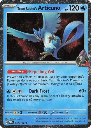 Image of Team Rocket's Articuno (Cosmos Holo) 051/182  - Holofoil Miscellaneous Cards & Products - Promo