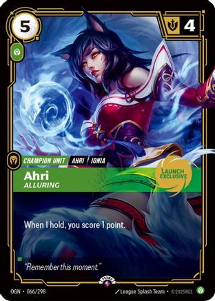 Image of Ahri - Alluring (Launch Exclusive) (066/298) - Riftbound Promotional Cards
