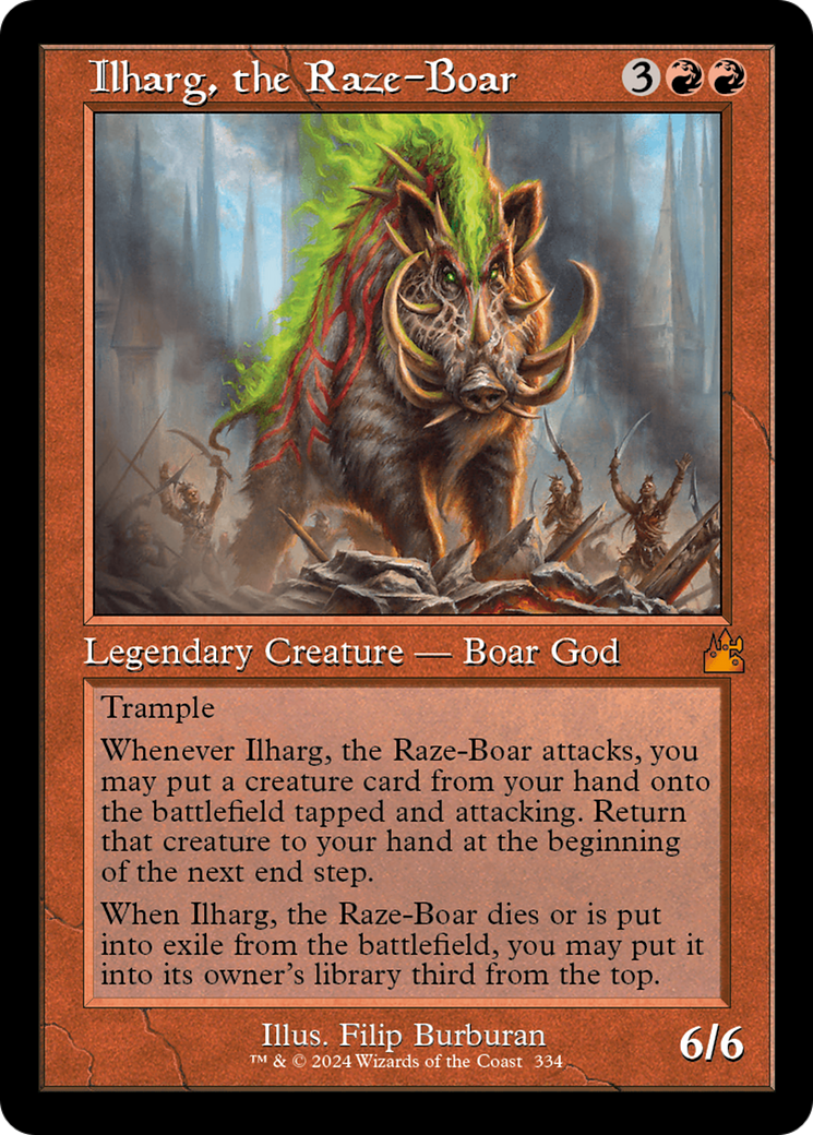 Image of Ilharg, the Raze-Boar (Retro Frame) (RVR-334) - Ravnica Remastered Foil