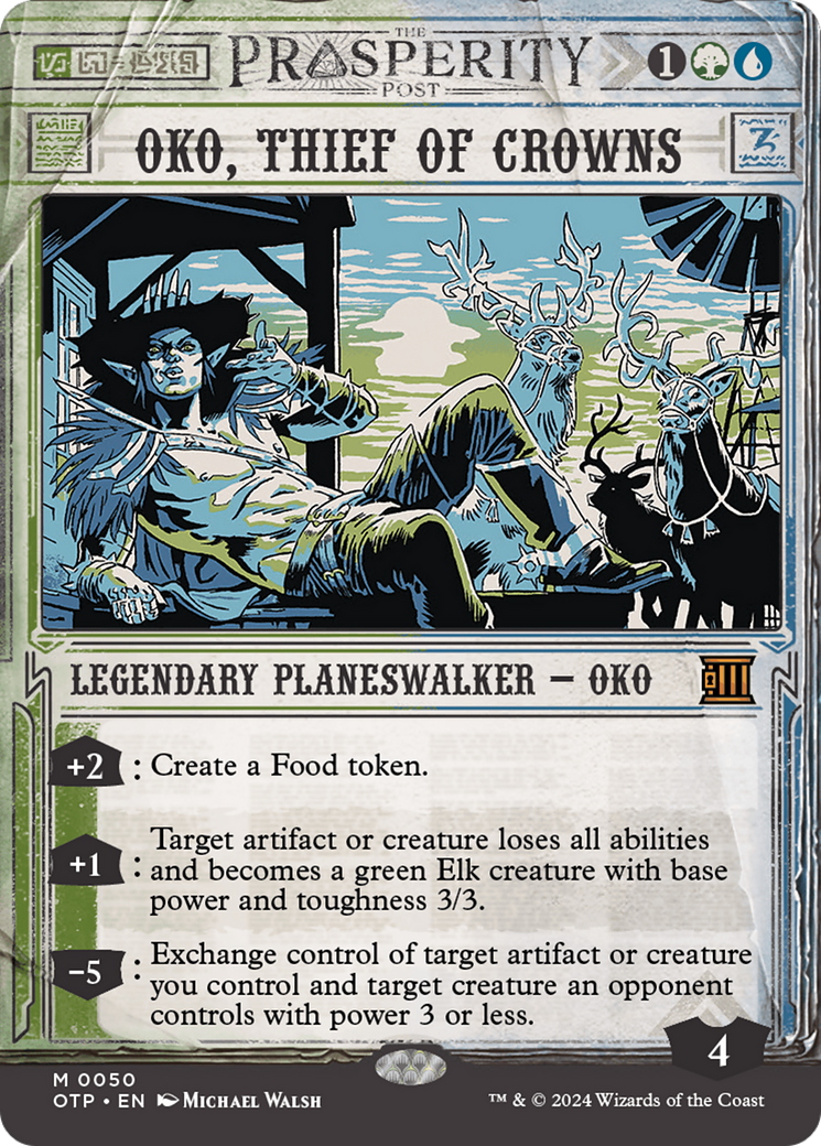 Image of Oko, Thief of Crowns (OTP-050) - Breaking News: (Showcase) (Borderless) Foil