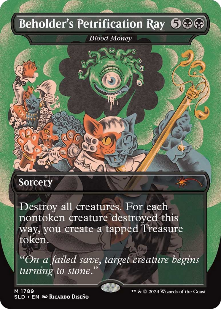 Image of Beholder's Petrification Ray - Blood Money (SLD-1789) - Secret Lair Drop / Beholder's Petrification Ray (Borderless)