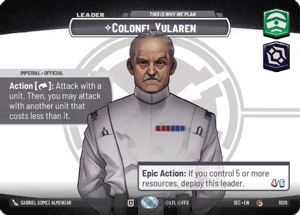Image of Colonel Yularen - This is Why We Plan (Showcase) (1026) - Secrets of Power Foil
