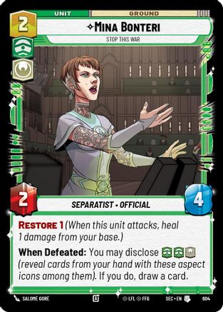 Image of Mina Bonteri - Stop This War (Foil) (604) - Secrets of Power Foil