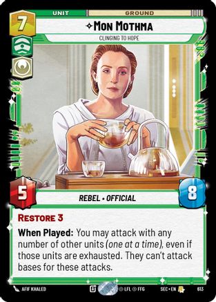 Image of Mon Mothma - Clinging to Hope (Foil) (613) - Secrets of Power Foil