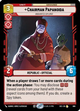 Image of Chairman Papanoida - Undaunted Diplomat (Foil) (669) - Secrets of Power Foil
