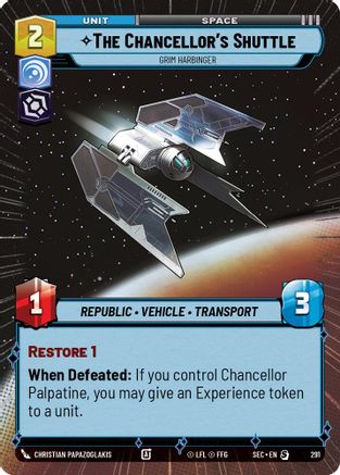 Image of The Chancellor's Shuttle - Grim Harbinger (Hyperspace) (291) - Secrets of Power
