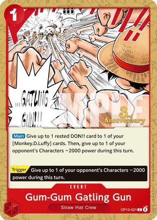 Image of Gum-Gum Gatling Gun (OP13-021) - Carrying On His Will: 3rd Anniversary Tournament Cards
