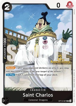 Image of Saint Charlos (OP13-087) - Carrying On His Will: 3rd Anniversary Tournament Cards