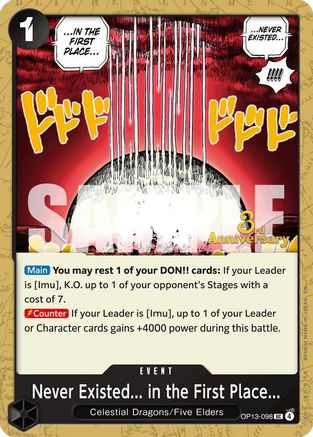 Image of Never Existed... in the First Place... (OP13-098) - Carrying On His Will: 3rd Anniversary Tournament Cards