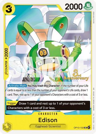 Image of Edison (OP13-102) - Carrying On His Will: 3rd Anniversary Tournament Cards
