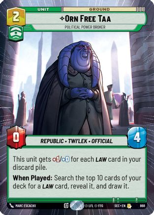 Image of Orn Free Taa - Political Power Broker (Hyperspace Foil) (868) - Secrets of Power Foil