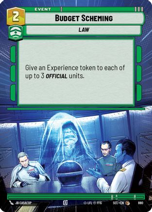 Image of Budget Scheming (Hyperspace Foil) (880) - Secrets of Power Foil