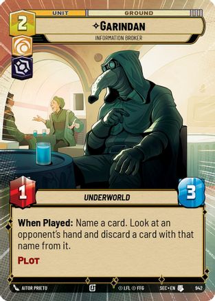 Image of Garindan - Information Broker (Hyperspace Foil) (942) - Secrets of Power Foil