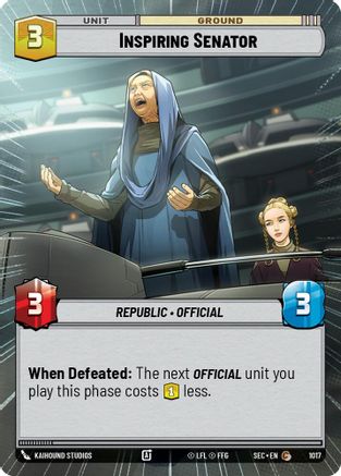 Image of Inspiring Senator (Hyperspace Foil) (1017) - Secrets of Power Foil
