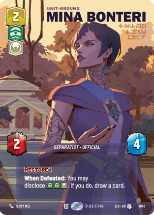 Image of Mina Bonteri - Stop This War (Prestige Foil) (1083) - Secrets of Power Foil