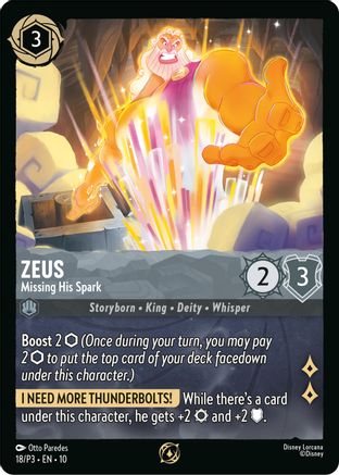 Image of Zeus - Missing His Spark (18) - Disney Lorcana Promo Cards Cold Foil