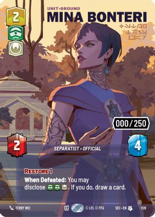 Image of Mina Bonteri - Stop This War (Serialized) (1126) - Secrets of Power Foil