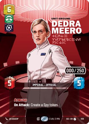Image of Dedra Meero - With Verifiable Data (Serialized) (1135) - Secrets of Power Foil