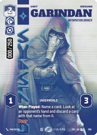 Image of Garindan - Information Broker (Serialized) (1160) - Secrets of Power Foil