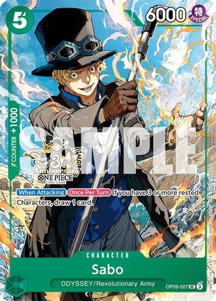 Image of Sabo - OP09-027 (3rd Anniversary Tournament 3 Brothers Pack (OP09-027) - Carrying On His Will: 3rd Anniversary Tournament Cards