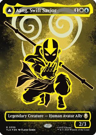 Image of Aang, Swift Savior (Borderless) (Neon Ink Foil) (TLA-359) - Avatar: The Last Airbender Foil
