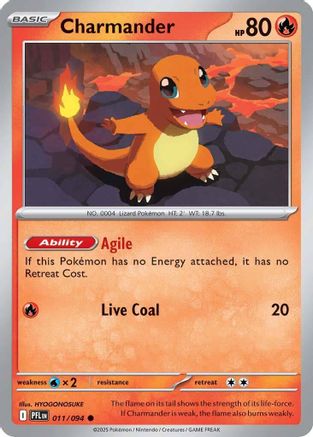 Image of Charmander 011  - Reverse Holofoil ME02 Phantasmal Flames - Common