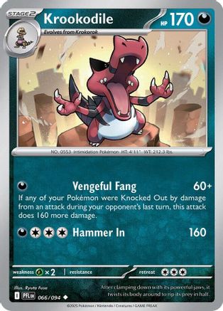 Image of Krookodile 066  - Reverse Holofoil ME02 Phantasmal Flames - Uncommon
