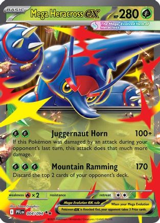 Image of Mega Heracross ex 004/094  - Holofoil ME02 Phantasmal Flames - Double Rare