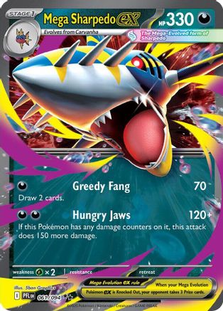 Image of Mega Sharpedo ex 061/094  - Holofoil ME02 Phantasmal Flames - Double Rare