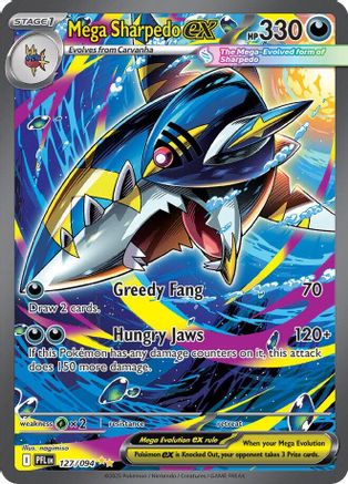 Image of Mega Sharpedo ex 127/094  - Holofoil ME02 Phantasmal Flames - Special Illustration Rare