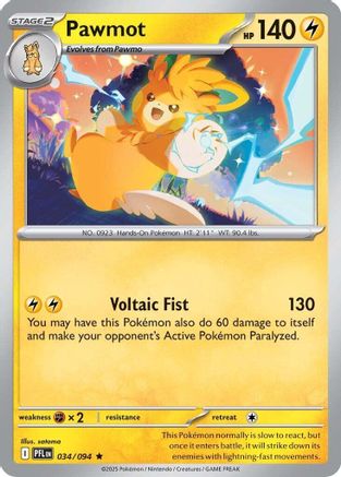Image of Pawmot 034  - Reverse Holofoil ME02 Phantasmal Flames - Rare